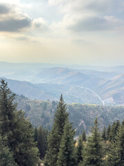 Almaty Kazakhstan mountains, fog, Medeu