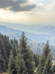 Almaty Kazakhstan mountains, fog, Medeu