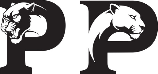 Panther Letter P Silhouette Illustration