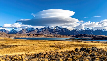 Stunning mountain vista, lenticular clouds