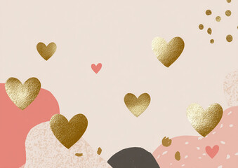 Ai colorful hearts floating above playful shapes in a modern design setting