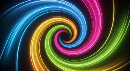 Fototapeta premium Vibrant Neon Spiral Abstract Swirling Light Trails
