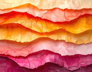 Abstract layered crumpled paper, vibrant colors