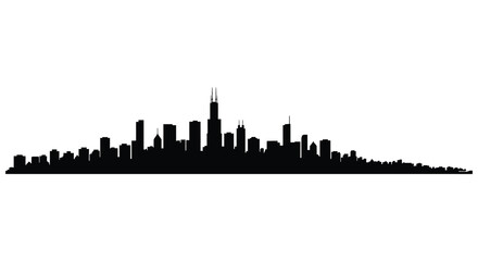 Naklejka premium Dramatic city skyline against a white background a striking silhouette