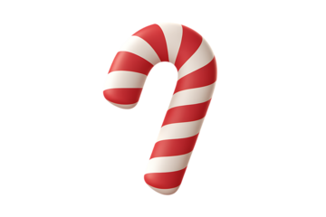 A Classic Christmas Candy Cane: Festive Red and White Stripes for Holiday Cheer Isolated on transparent background, cutout	
