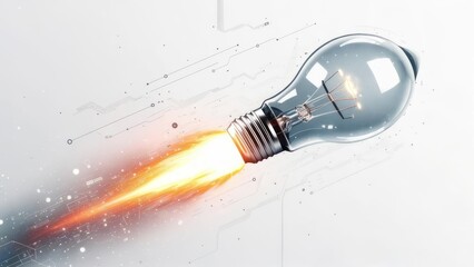 Ignite your next big idea with a brilliant, high-speed lightbulb concept launching forward into innovation and success