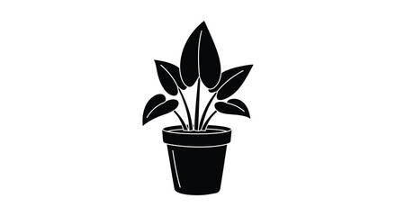 A simple potted plant design with dark shapes a striking silhouette