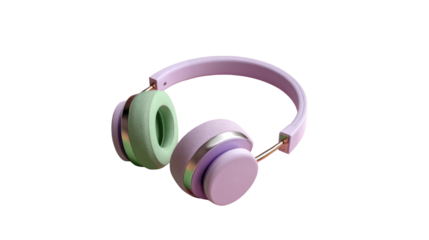 Headphones' Color Pop: A sleek, colorful headphones is isolated on a flat surface, evoking a sense of modern tech and auditory delight.