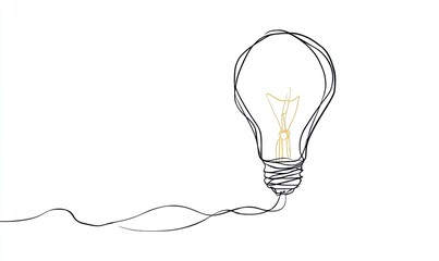 Single-line drawing of a lightbulb