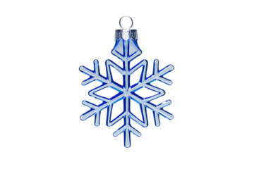 Exquisite Blue Crystal Snowflake Christmas Ornament, Perfect for Festive Decor Isolated on transparent background, cutout	