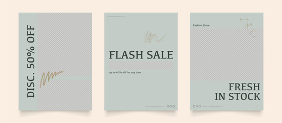 social media template banner fashion sale promotion. fully editable instagram and facebook square post frame puzzle organic sale poster. green brown golden vector background