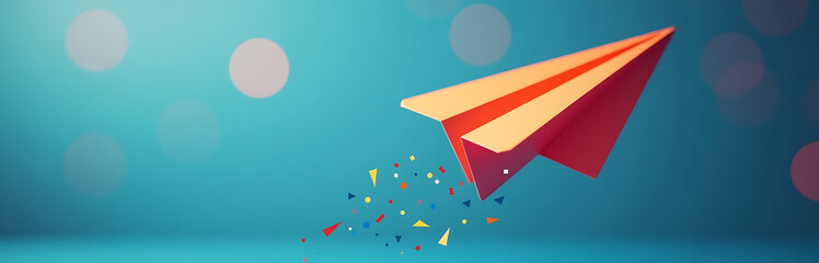 shot digital email transforming colorful paper airplane set blurred background soft focus