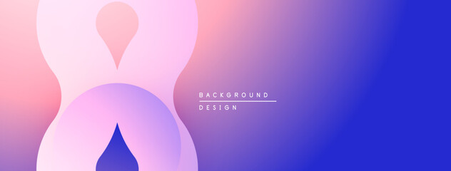 Abstract shapes blend pink, purple, blue hues. Gradient background creates soft visual effect. Minimalist design suitable for digital projects.