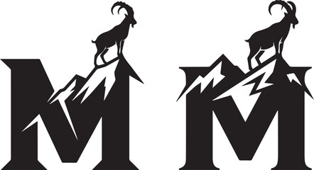 Mountain Goat Silhouette on Initial M