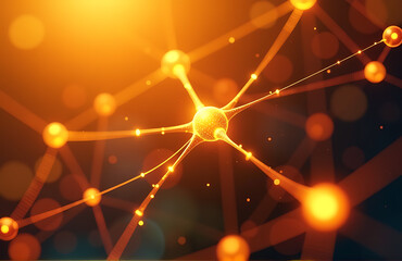 intricate network glowing nodes fibers expanding outward like tendrils set warm background