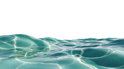 Ocean's Luminous Embrace: A serene, crystalline ocean captivates, showcasing its vibrant beauty with gentle waves dancing under the sun's caress, conveying tranquility and the allure of marine wonder.