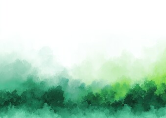 Abstract landscape, soft green and white, misty forest