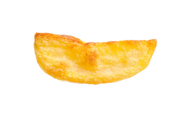 Piece of tasty baked potato isolated on white
