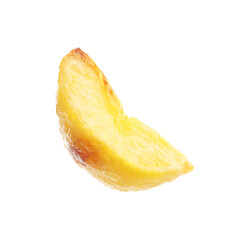 Piece of tasty baked potato isolated on white