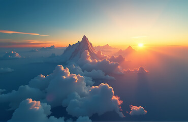 breathtaking animation golden sunrise hues illuminating majestic contours americas set vast expanse blue sky