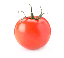 One ripe red tomato isolated on white