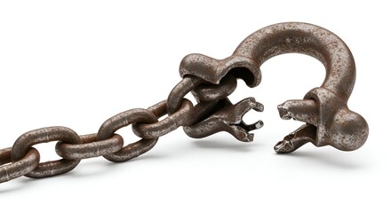 Obraz premium Rusted metal chain and shackle dramatically broken, symbolizing freedom, liberation, and the triumph over adversity