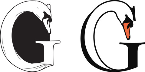 Swan Shaped G Letter Logo Designs