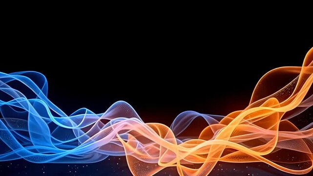 Feel the energy shift as a Luminous web Border Frame stretching in silk strands pulsates subtly, surrounded by a cascade of electric blues and warm oranges, where ribbons of color weave