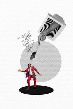 Fototapeta Collage portraying laptop computer smartphone addiction manipulation through digital lies hypnotic propaganda illusions