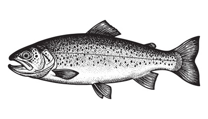 Trout fish engraving vector style
