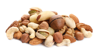 Mix of different nuts isolated on white