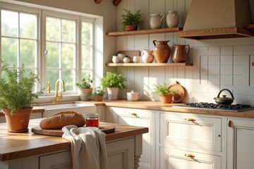 Charming Country Kitchen in Farmhouse Setting with Natural Light