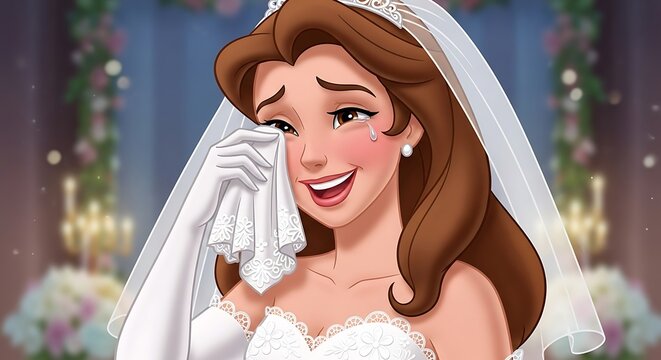 Crying bride at wedding.