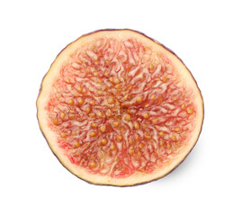 Piece of ripe fig isolated on white, top view