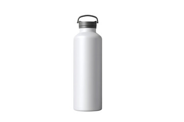 Sleek and Stylish White Stainless Steel Water Bottle with Carry Handle - Perfect for Hydration on the Go Isolated on transparent background, cutout	