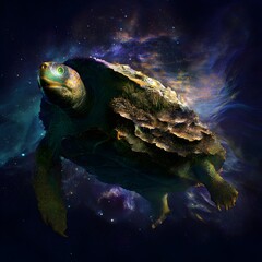 Tortuga c&oacute;smica navegando por el universo