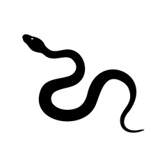 A minimalistic silhouette of a snake slithering on a white background