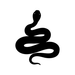 Elegant Black Silhouette of a Coiled Snake on a White Background
