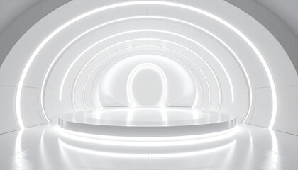 Obraz premium Abstract White Circular Futuristic Architecture Background