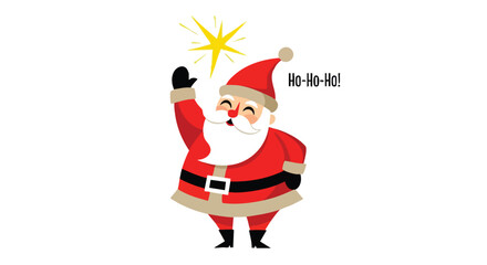 Delightful Santa Claus waving with cheerful 