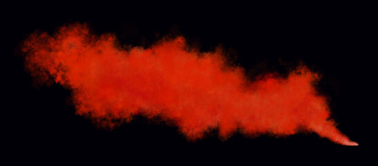 Red smoke cloud isolated on transparent background for use in design, digital art, advertising, or abstract visual effects