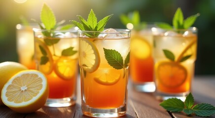 Ced tea with lemon and mint