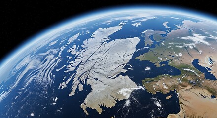 Earth from space showcasing Europe and the North Atlantic.