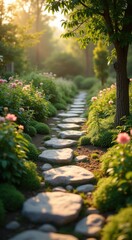Stone path with a tree in the background