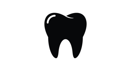 Simple black tooth graphic design isolated on a white background silhouette