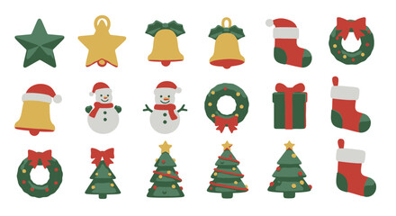 Festive Christmas decorations and ornaments in vibrant 3D render, perfect for holiday season marketing and design projects