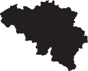 Obraz premium Black silhouette map of belgium outline shape geographic borders country