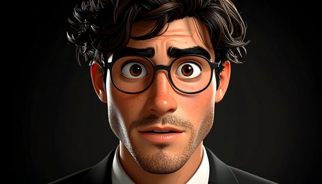 Close-up cartoon man portrait