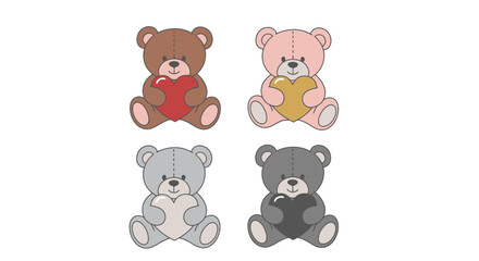 Adorable teddy bears holding colorful hearts, perfect for Valentine's Day, expressing love, joy, and affection in a sweet design