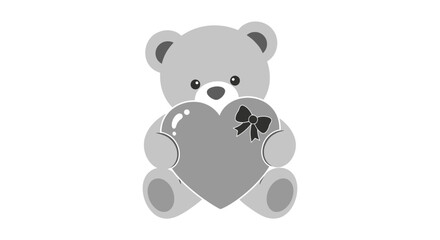 Obraz premium Caring teddy bear holding a heart-shaped gift with a bow, perfect for Valentine's Day, expressing love and affection